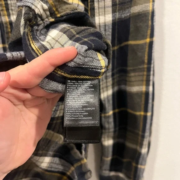 The North Face Men’s Blue Plaid Flannel Button Shirr Size Medium Cotton EUC - Picture 4 of 5